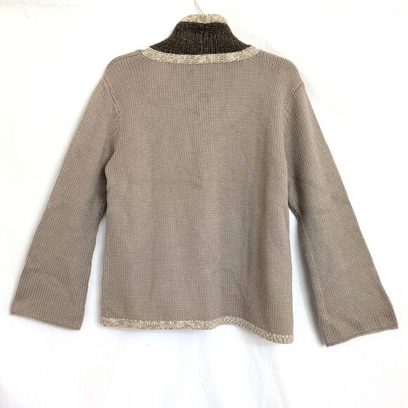 J. Jill Wool Blend Cardigan Sweater Granny Core Cozy Neutral Snap Front Size LP - Picture 2 of 11
